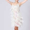 thumbnail image 2 of Robe Mini Sans Manches à Paillettes et Plumes pour Femmes, Col Rond, Bretelles, 2 of 9