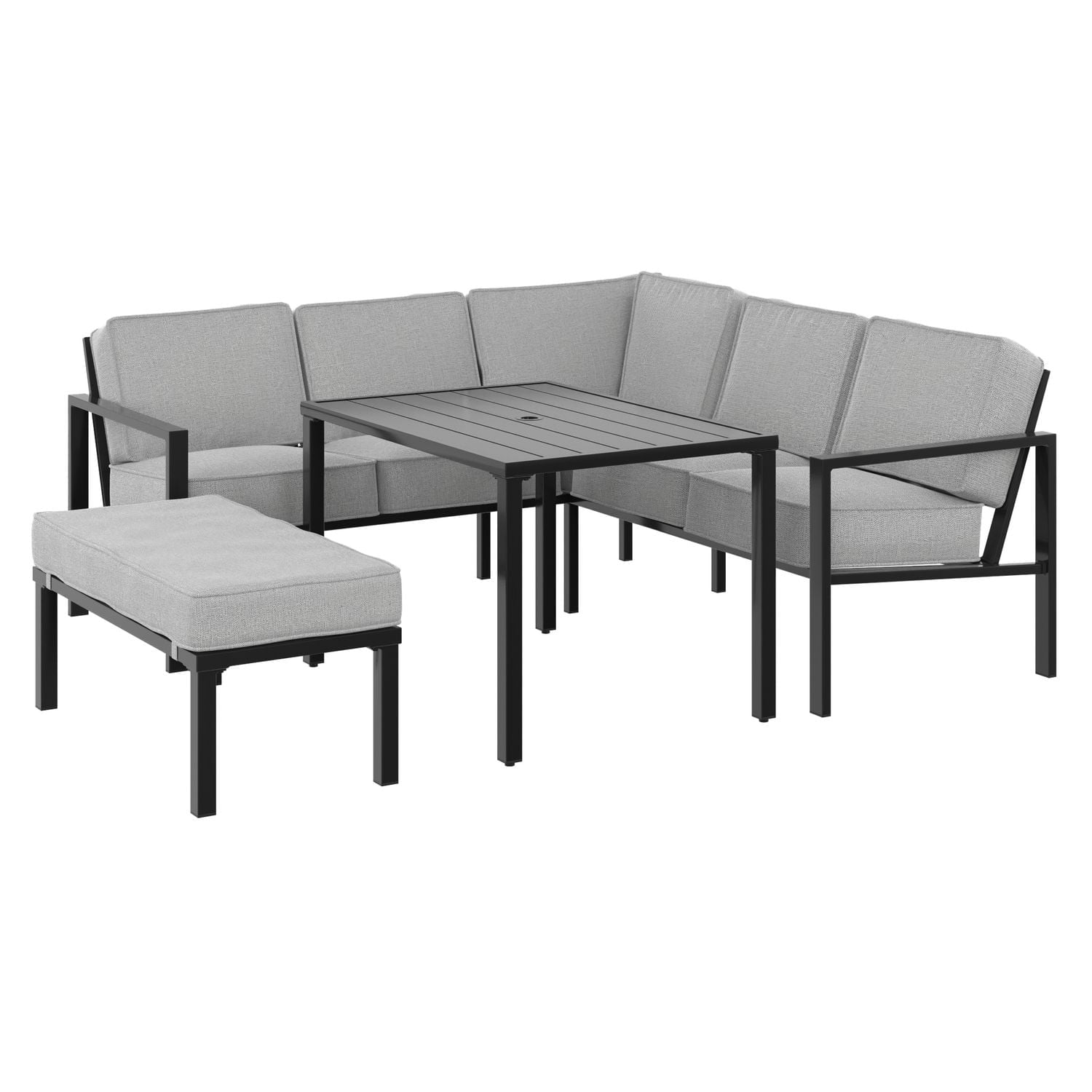 Mainstays Cobble Hill 3 pièces Patio Sectional Set, Polyester, Extérieur, Gris