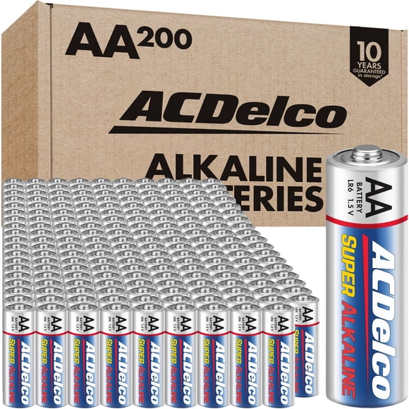 Powermax ACDelco 200-Count AA Batteries, Super Alkaline Battery, 10-Year Shelf Life, Recloseable Packaging