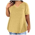 thumbnail image 1 of Jsaierl Women's Summer Solid Color Tops Plus Size Short Sleeve Notched V Neck Shirts Work Business Life Blouses, 1 of 6