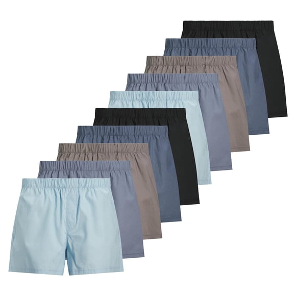 JACK&JONES men's woven boxer shorts, 10-pack JACMILANO WOVEN BOXERS 10 PACK, cotton Black/Brown/Blue XL (X-Large)