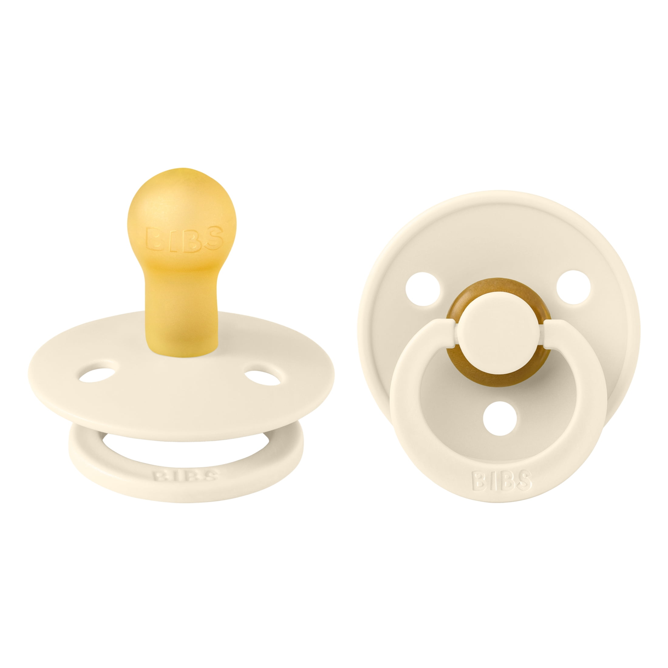 BIBS Pacifiers - Colour Collection | BPA-Free Baby Pacifier | Made in Denmark | Set of 2 Ivory Color Premium Soothers | Size 0-6 Months