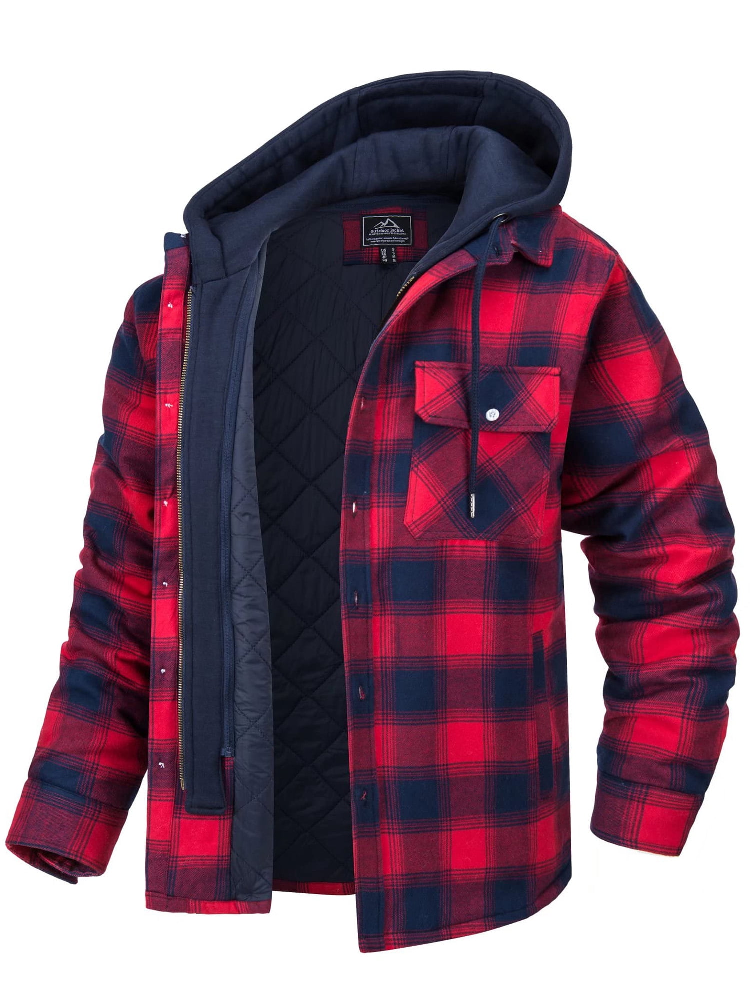 Innerwin Manteau Chemise à Manches Longues pour Homme Veste d'Hiver à Capuche Vestes de Bureau Noir Rouge 5TG