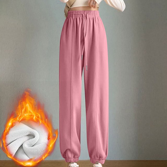 LSLJS Plush Women's Sports Solid Color Leggings Loose Casual Sanitary Pants Straight Tube Large Size Long Pants