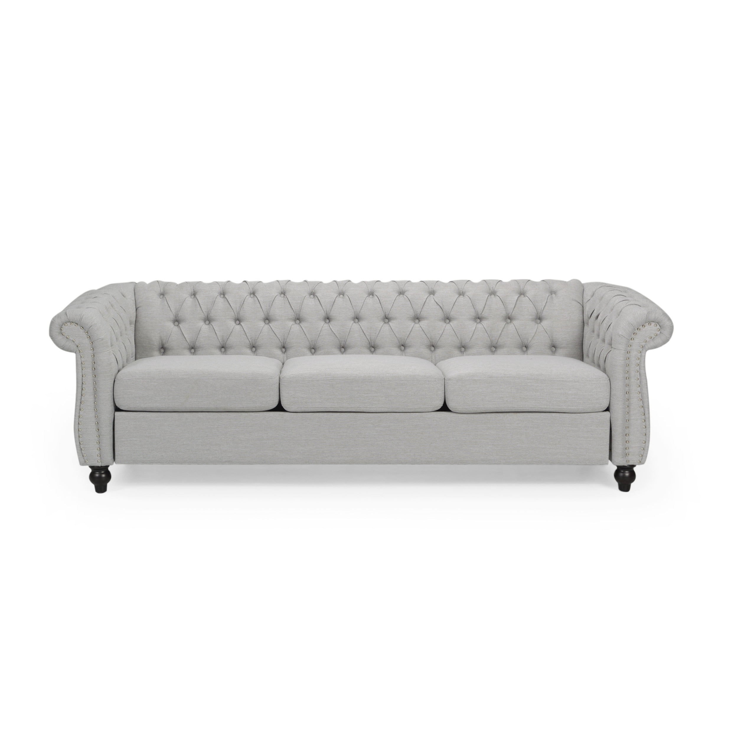 Canapé Chesterfield Noble House 215 cm, capitonnage profond, beige