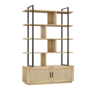 Kojooin 5 Tier Rattan Bookshelf with Storage, 71.1 Inch Tall Classical Book Shelf with Open Display Shelves, 5 Shelf Bookcase with Metal Frame,Open Storage Bookshelves for Living Room