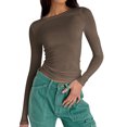 thumbnail image 1 of T-Shirts pour Femmes 2025, T-Shirts Femmes, T-Shirt à Col Rond pour Femmes Long Col Roulé Simulé pour Femmes Manches Longues Basique Ajusté Court T-Shirt de Compression Femme T-Shirts Tricotés Couche Côtelée Tee Hauts Tees, 1 of 7