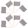 thumbnail image 4 of CIMAXIC fruit pick Pack of 100 Racing Flag Toothpicks Checkered Flag Picks Appetizer Toothpicks Fruit Sticks for Cocktail Party - Black and White,1.38"X0.98"X2.56", 4 of 5