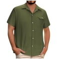 thumbnail image 1 of Clearance 2025! Grrvtrz Mens Linen Shirts Button Down Cardigan Short Sleeve Turndown Collar Pocket Shirts Summer Oversized Blouses, 1 of 8