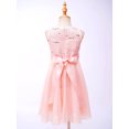 thumbnail image 4 of YONGHS Robe en Dentelle Fleurie en Chiffon pour Grandes Filles Robe de Banquet Formelle Porm Concours Mariage Fête Robe de Bal Rose Perle 10, 4 of 7