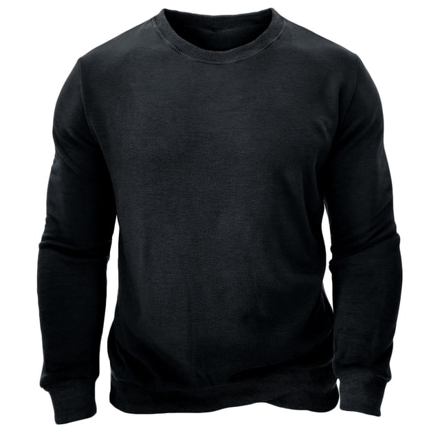 vdgthytj Plush Sweatshirt for Men Fall Comfy Warm Long Sleeve Crewneck Pullover Thick Padded Solid Color Tops
