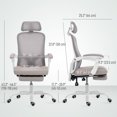 thumbnail image 3 of HOMCOM Chaise de Bureau Ergonomique, Chaise d'Ordinateur Inclinable en Maille, Gris, 3 of 10