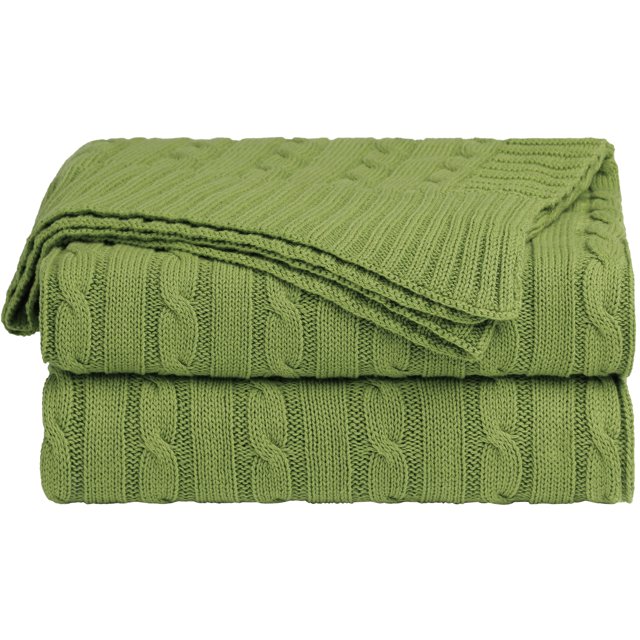 Unique Bargains Cotton Blanket Decorative Cable Knitted Throw Soft Knit Blankets