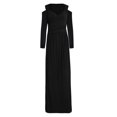 thumbnail image 4 of TIMIFIS Robes de Retour à la Maison Femmes Sans Manches Col en V Manches Longues Fendue Soirée Cocktail Longue Robe Mode Automne pour Femmes, 4 of 5