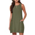 thumbnail image 1 of FAIWAD Robe Débardeur d'Été Décontractée pour Femme, Col Rond, Sans Manches, Longueur Genou, Robes, Couleur Unie, Ligne A, Boho, Robe Soleil, 1 of 7