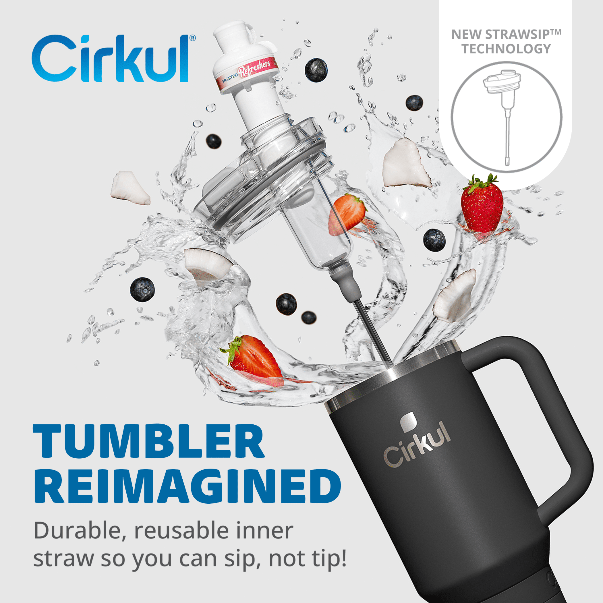 Gobelet All-Day StrawSipMC de Cirkul, 40 oz, carbone (noir)