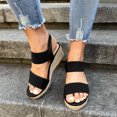 thumbnail image 2 of 1 Pair Slip-on Elastic Ankle Strap Women Sandals Braided Linen Rope Womens Open Toe Platform Sandals Footwear, 2 of 8