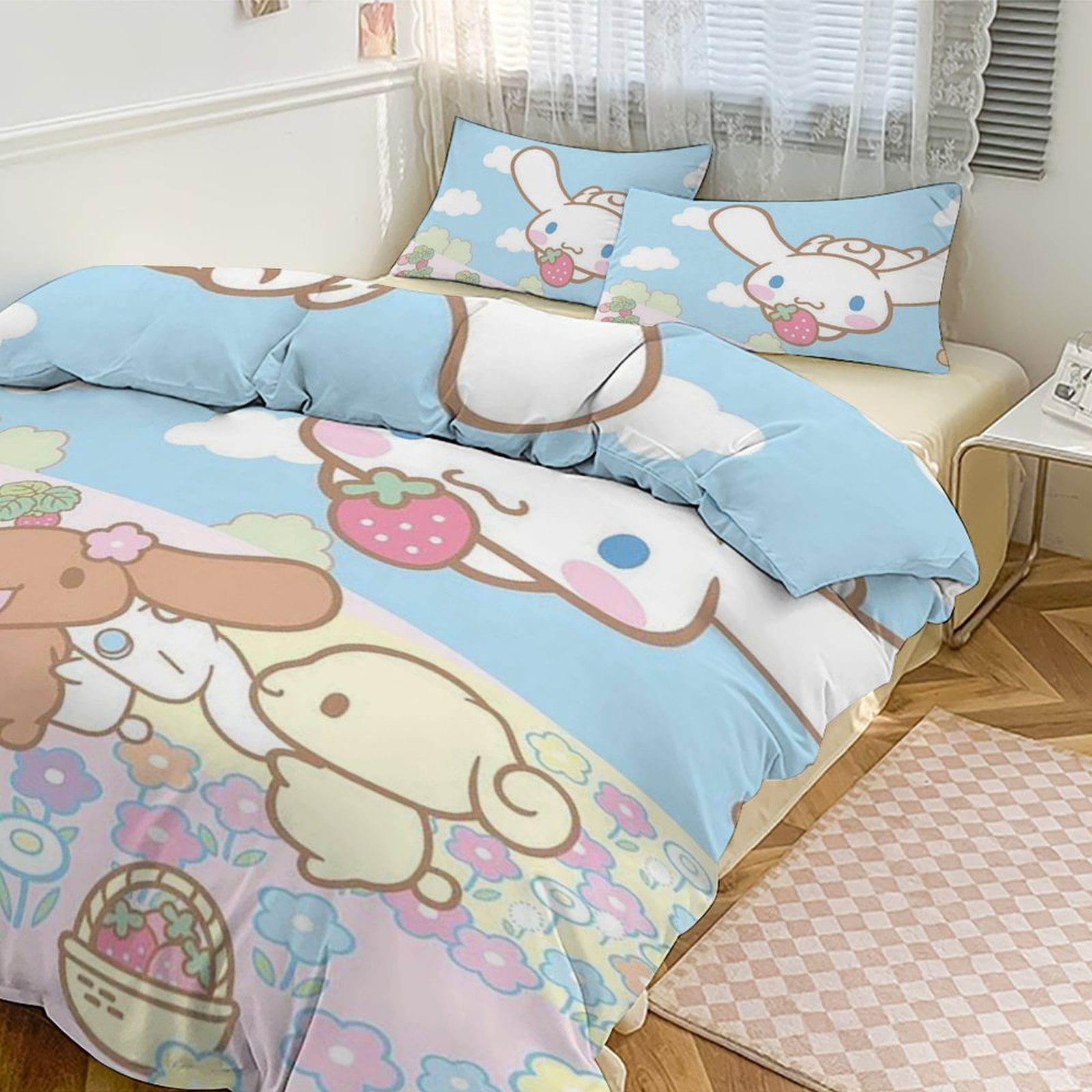 Cinnamoroll Bedding Sets for Kids Men Women Twin Size 3pcs 1 Comforter Cover And 2 Pillowcases