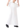 thumbnail image 1 of Boys' Lightweight Muslim Robe - Breathable Arab Middle Eastern Thobe with Pockets, Zip-Up Loungewear for Summer, 1 of 9