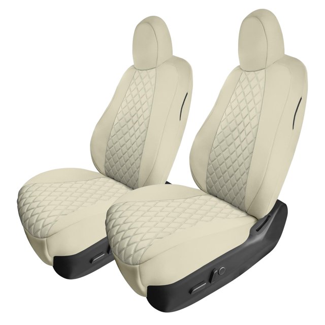 For 2017-2024 Tesla Model 3 FH Group Neoprene Waterproof Custom Fit Car Seat Covers Solid Beige - Front Seats