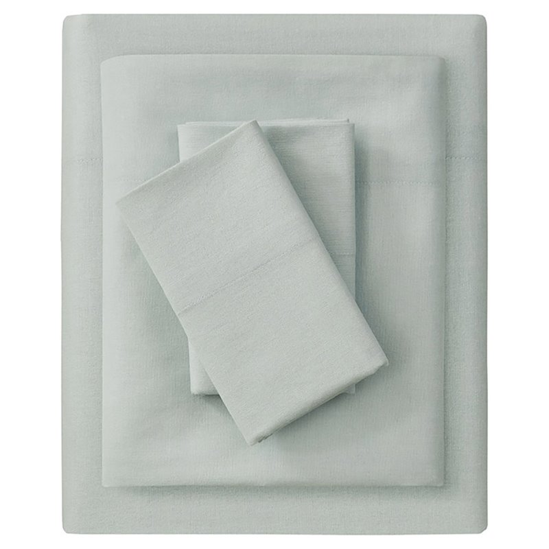 Beautyrest 100 Percent Cotton Flannel Oversized Sheet Set in Seafoam Solid