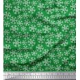 thumbnail image 1 of Soimoi Green Poly Georgette Fabric Snow Flakes Floral Printed Fabric 1 Yard 42 Inch Wide, 1 of 5