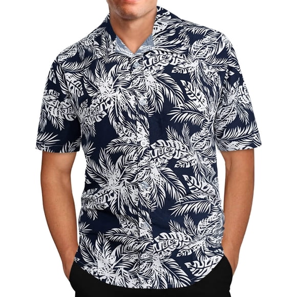 Mens Hawaiian Print Lapel Short Sleeve Shirt