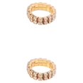 thumbnail image 3 of Maytalsory Bague en Cristal Extensible de Luxe Unique pour Déclaration d'Amour Bague Incrustée à la Mode Dorée 2 Rangées 2Ensemble, 3 of 6
