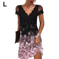 thumbnail image 2 of fastboy Robe Courte à Manches Courtes Imprimée Col en V pour Femmes Décontractée Soirée École Fiançailles Été Mariage Anniversaire Fête Vêtements Rose G, 2 of 6