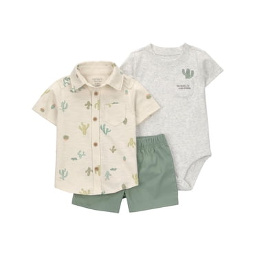 Carter's Child of Mine IB 3PC Short Set - Grey Cactus