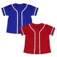thumbnail image 1 of Toptie 2 Pack Kids Baseball Jersey Boy's Button Down Sport T Shirts Tops-Blue Red-4T, 1 of 6