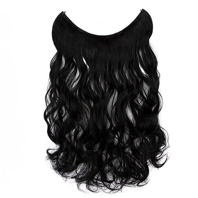 Synthetic V-shaped Long Curly Water Wave Clips In Hair Extensions Hair Piece