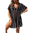 thumbnail image 1 of Tignapoo Robe de Plage en Tricot Ajouré d'Été 2024 avec Bikini, Coupe Ample, à Blocs de Couleur, Noir, 1 of 6