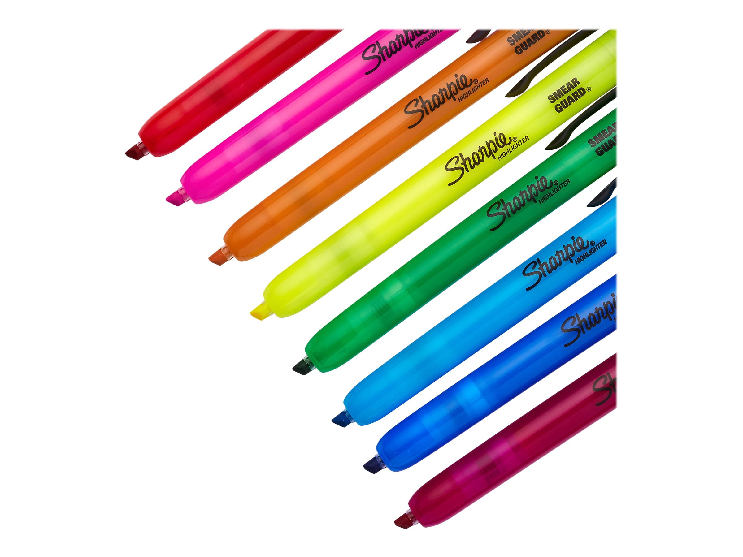 Surligneurs rétractables Sharpie, pointe biseautée, couleurs assorties, 12 unités