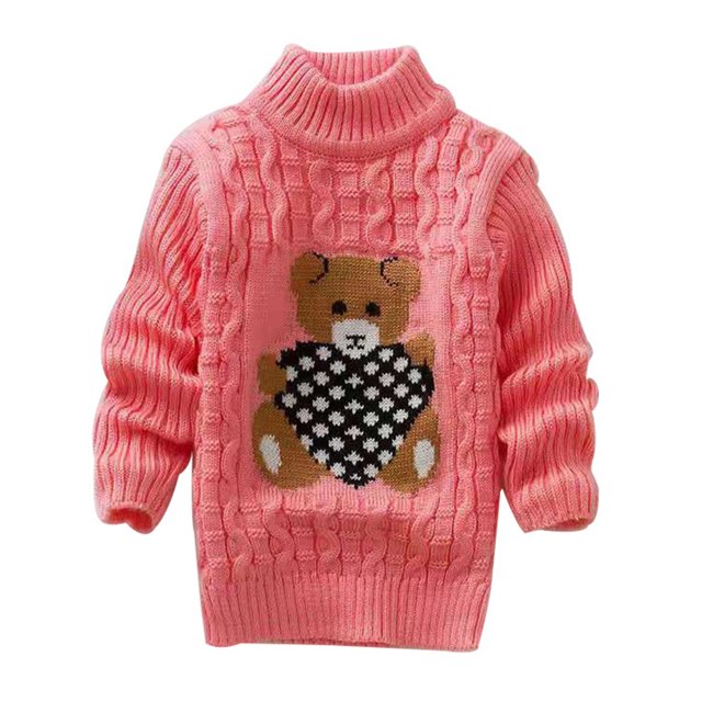 Chandail d'Hiver pour Garçon Fille Cartoon Bear Tricoté Col Bas