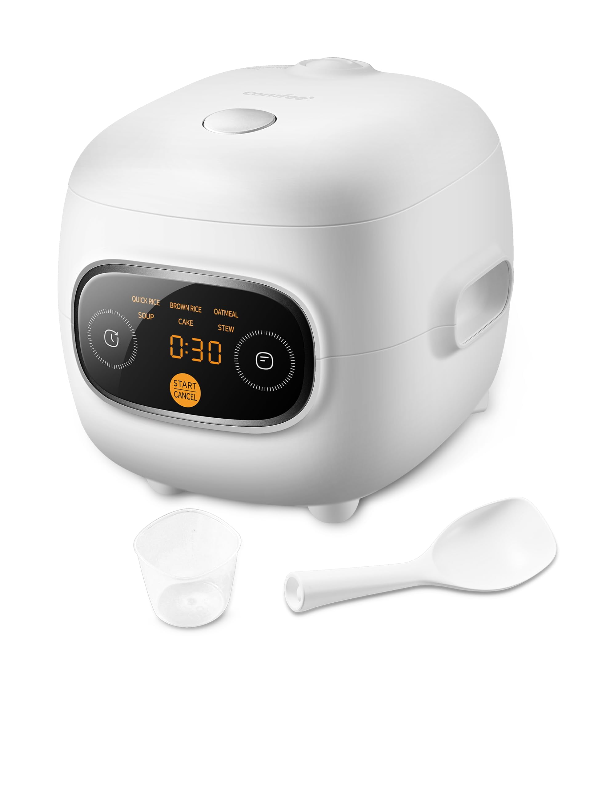 COMFEE' Mini Rice Cooker 4 Cups Cooked/2 Cups Uncooked, Portable Non-Stick rice maker, 24 hours Timer Delay, 6 Functions, Fast Cooker, Brown Rice, Oa