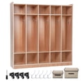 thumbnail image 1 of BeesClover Toy Storage, 5-Section Bookshelf 10-Cubby Locker, Rolling Toy Organizers and Storage with 5 Hooks, Plywood Bookcase with 2 Storage Boxes, 1 of 6
