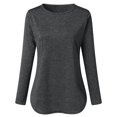 thumbnail image 3 of CHUANK Chemise Longue Cache-Ventre Fluide à Col Rond Unie à Manches Longues Hauts Grande Taille pour Femmes Chic Tunique Confortable à Porter avec des Leggings Bleu TTG, 3 of 7