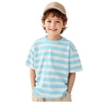 thumbnail image 1 of Akiihool T-Shirts Unis pour Garçons T-Shirts à Manches Courtes d'Été à Col Rond pour Enfants une Pièce (Bleu Pâle, 13-14 Ans), 1 of 4