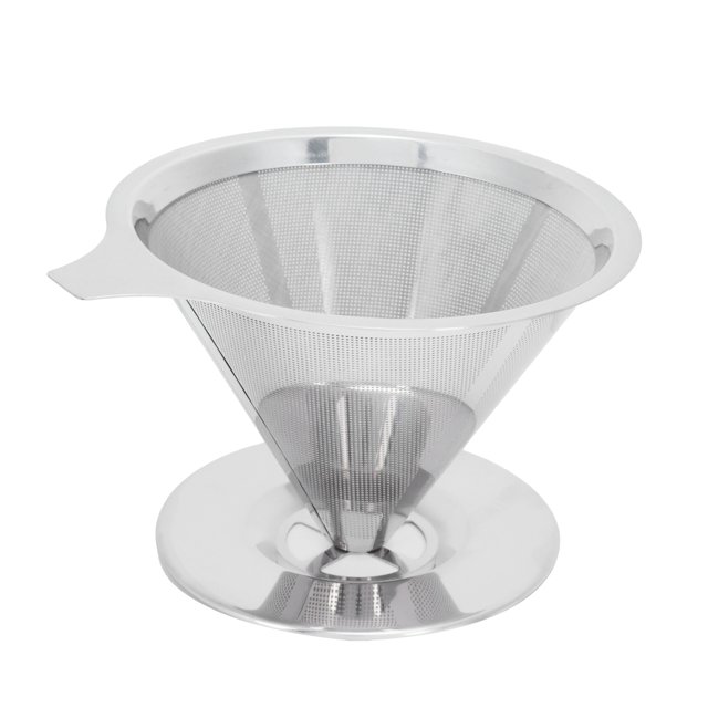 Coffee Filter, 4.9 × 5.7in Coffee Drip Cone Silver Reusable Stainless Steel For Coffee Machine For Drip Coffee