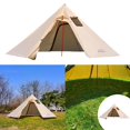 thumbnail image 4 of Tente Légère Chaude avec Fenêtre de Conduit avec Fenêtre de Conduit Ignifuge Tentes Tipi pour la Randonnée et le Backpacking - Kaki, 4 of 7