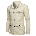 thumbnail image 1 of LOVZFMLL Jackets for Men's Solid Color Button Pocket Long Sleeved Hooded Lapel Casual Jacket, 1 of 4