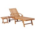 thumbnail image 2 of vidaXL Chaise Longue avec Table et Coussin en Bois de Teck Massif, 2 of 5