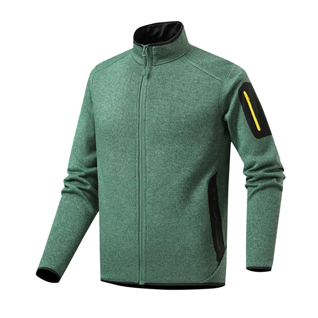 Lovzfmll Chandail à Capuchon Polartec pour Homme, Haute Élasticité, Fermeture Éclair, Poche, Chaud, Course, Vert, TP