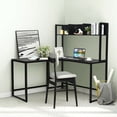 thumbnail image 2 of Costway Bureau d'Angle en L de 55 Po pour Ordinateur avec Huche, Noir, 2 of 10