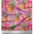 thumbnail image 1 of Soimoi Pink polyester Crepe Fabric Lily & Pine Fruits Decor Fabric Printed Yard 52 Inch Wide, 1 of 3