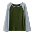 thumbnail image 1 of Toddler Girls Summer Tops Tees Casual Raglan Long Sleeve Color Block Patchwork Stylish Tee Blouse Spring Shirts For Boy 10-11T, 1 of 7