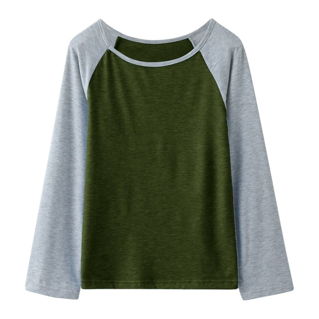 Toddler Girls Summer Tops Tees Casual Raglan Long Sleeve Color Block Patchwork Stylish Tee Blouse Spring Shirts For Boy 10-11T