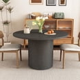 thumbnail image 4 of Wirrytor Round Dining Table, Modern Farmhouse Kitchen Table, 47 Inch Coffee Circle Dining Tables with Wood Strip Base for Kitchen Living Room, Black, 4 of 13