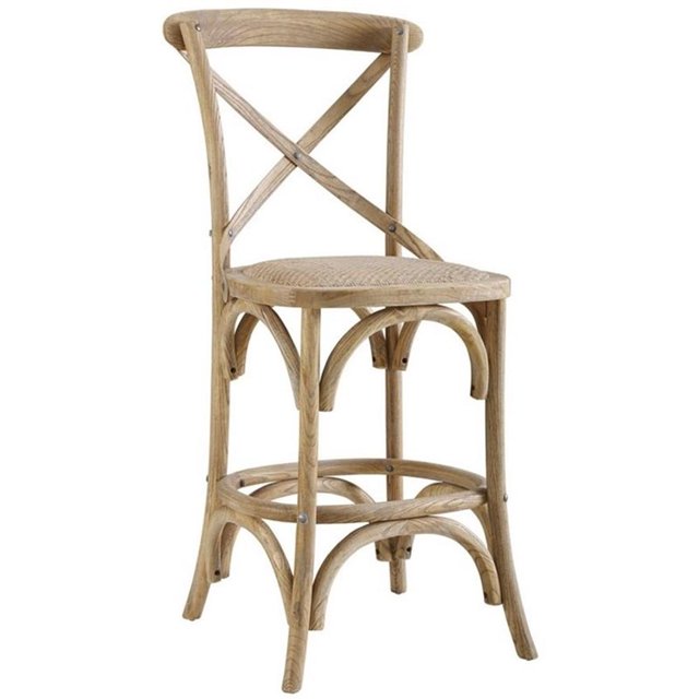 Riverbay Furniture 24.5" Transitional Wood Counter Stool in Brown Gray